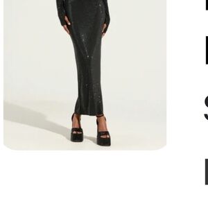 AKIRA IMA SHINE RHINESTONE HOODED MIDI DRESS IN BLACK Size XLXL